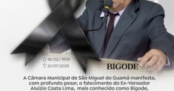 A Câmara Municipal de São Miguel do Guamá manifesta, com profundo pesar, o falecimento do Ex-Vereador Aluizio Costa Lima